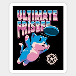 Ultimate Frisbee Cat - Retro Frisbee cat Bid Bidginity | Diving for the disc | Perfect Gift for the Pro Ultimate Frisbee Player Professional Sticker